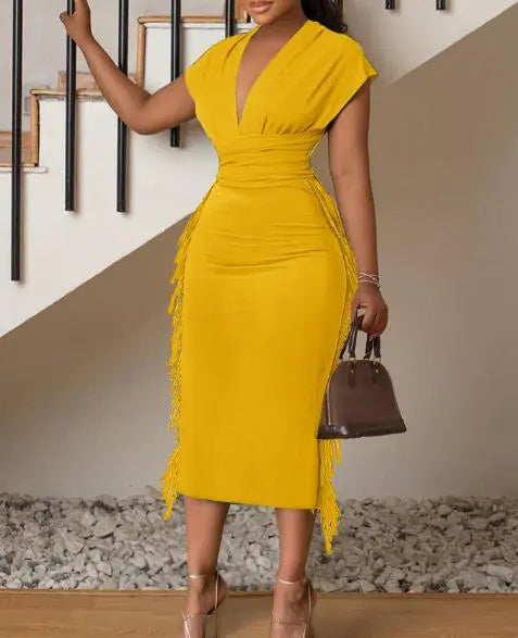 Nukty New Fashion Summer Casual Sexy Solid Color Waist Womens Dress