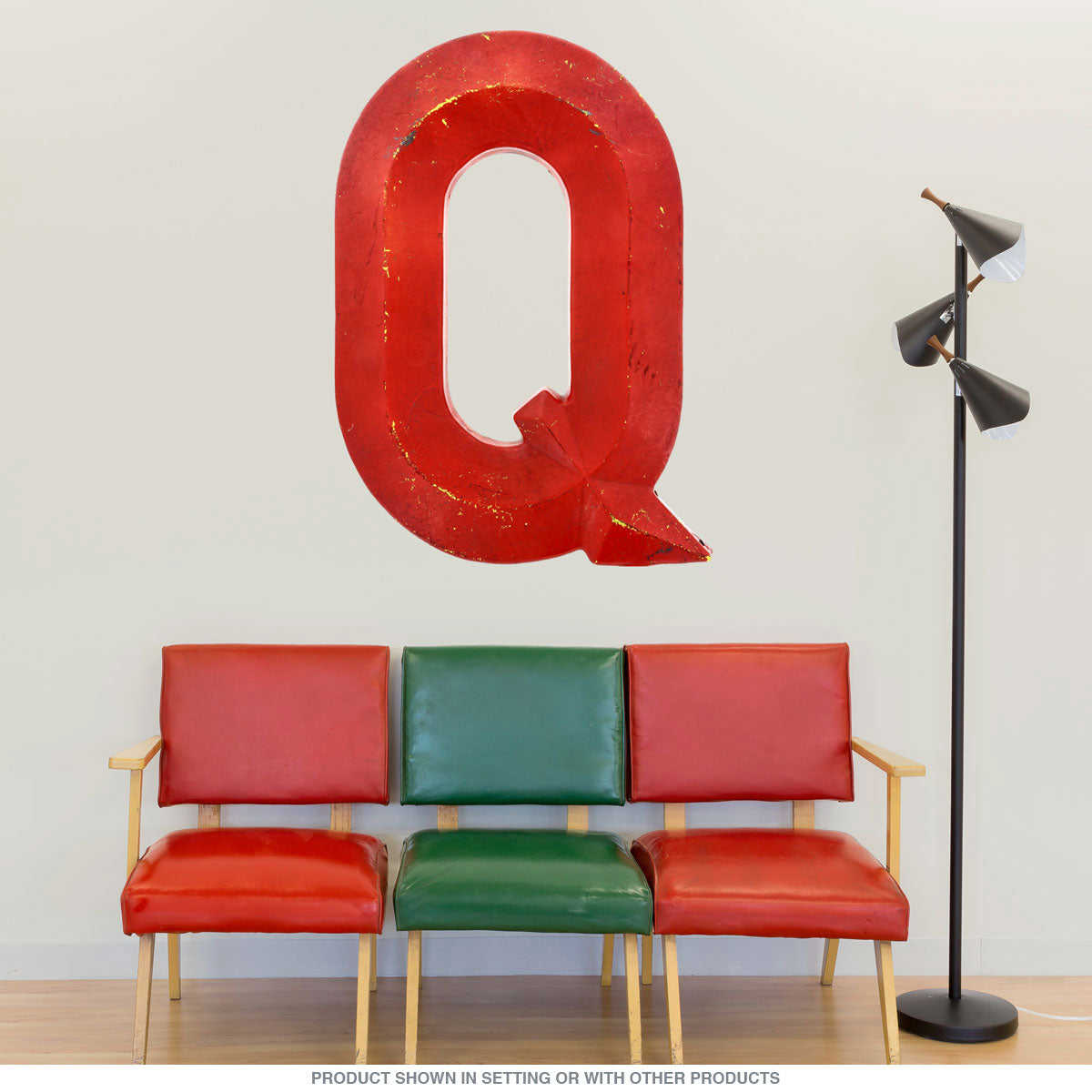 Letter Q Distressed Wall Decal Red