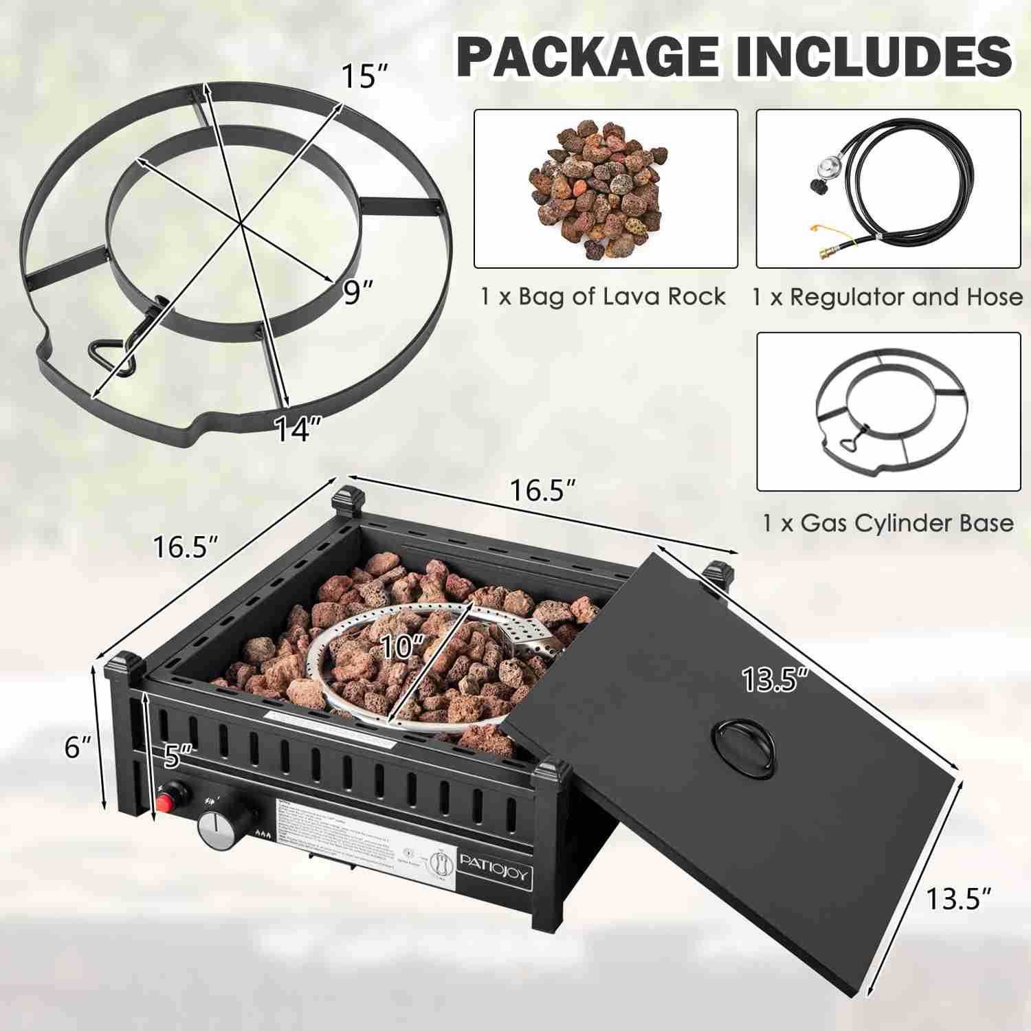 Tangkula Portable Tabletop Propane Fire Pit, 40,000 BTU Table Top Fireplace with Simple Ignition System
