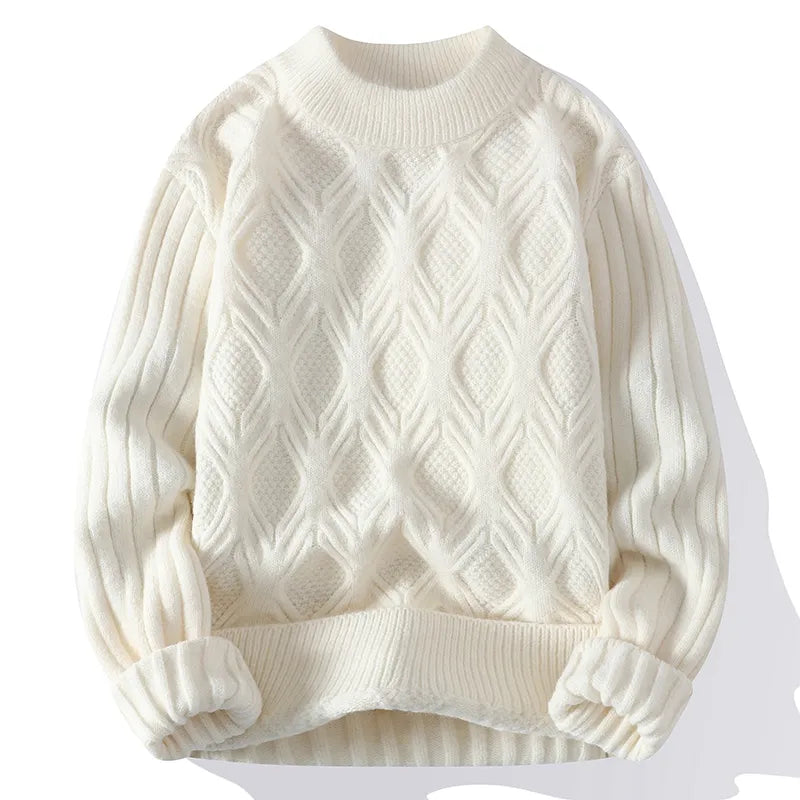 Nukty Men's Autumn Winter Knitted Sweater - Casual O-Neck Pullover in Blue & Black