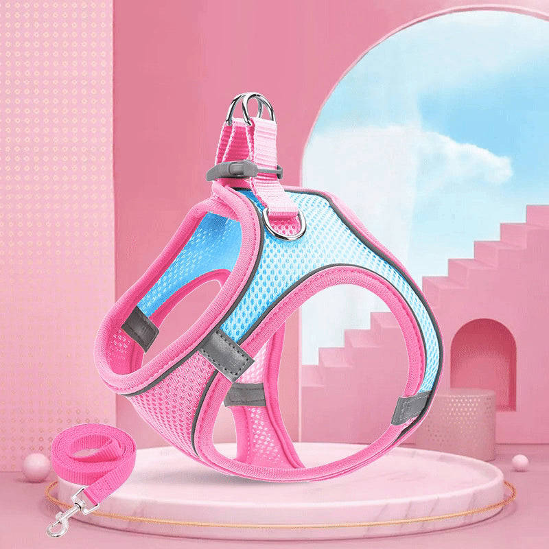 Breathable Reflective Pet Vest Leash for Cats and Dogs