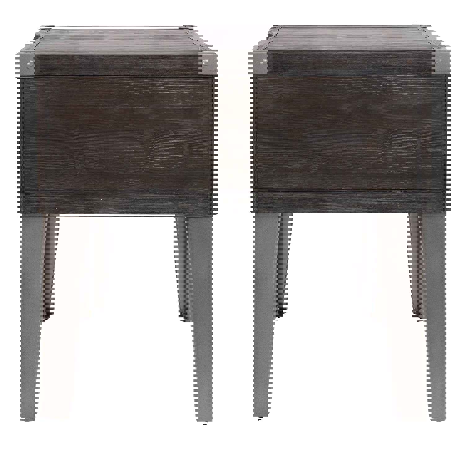 Todoe Rectangular End Table - Rustic-Industrial Style with USB Charging