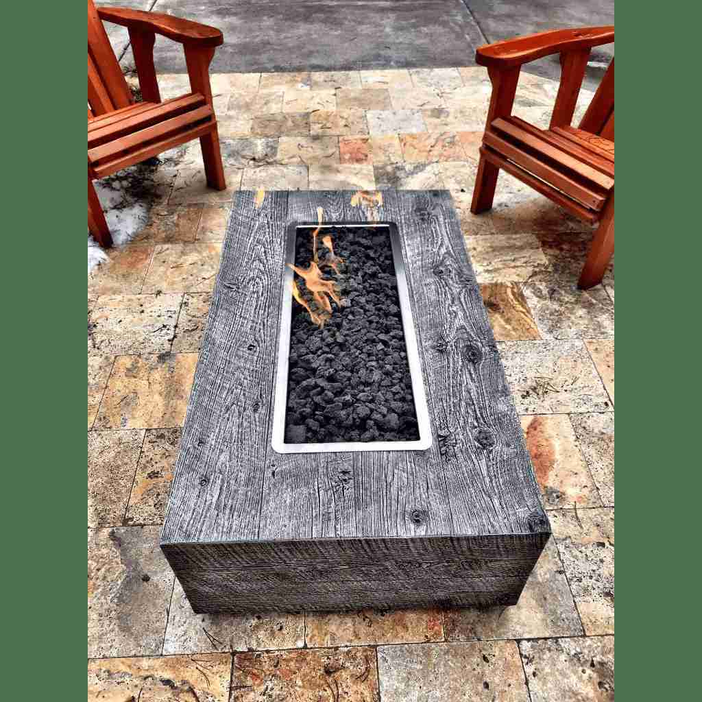 The Outdoor Plus - Coronado GFRC Wood Grain Concrete Rectangle Gas Fire Pit 72
