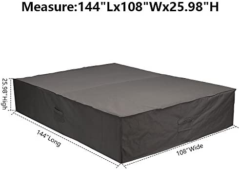 FLYMEI 144 Inches Waterproof Patio Furniture Cover with Buckle Straps, Grey