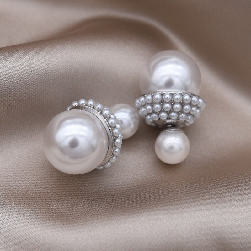 Korean Designed Simple Pearl Stud Earrings for Women - Elegant Daily Work Accessories