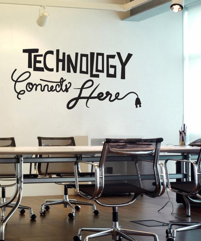 Technology Connects Here Office Quote Vinyl Wall Decal Sticker