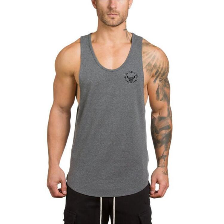 Men's Gym Cotton Singlets Bodybuilding Tank Top - Fitness Sleeveless Vest