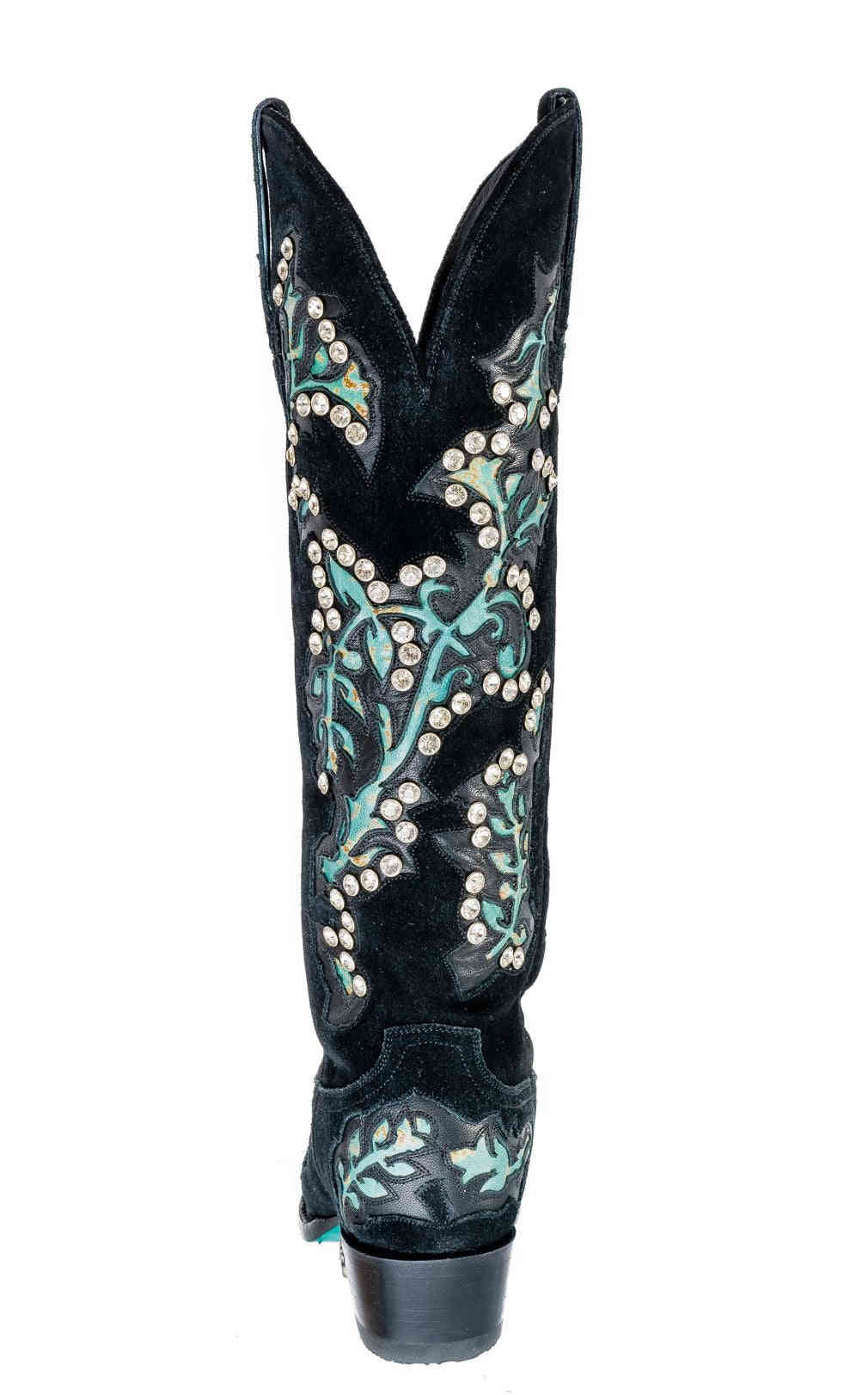 Cowgirl Kim Zuzus Spirit Boots by Lane - Exclusive Black Suede with Fantasy Crystals