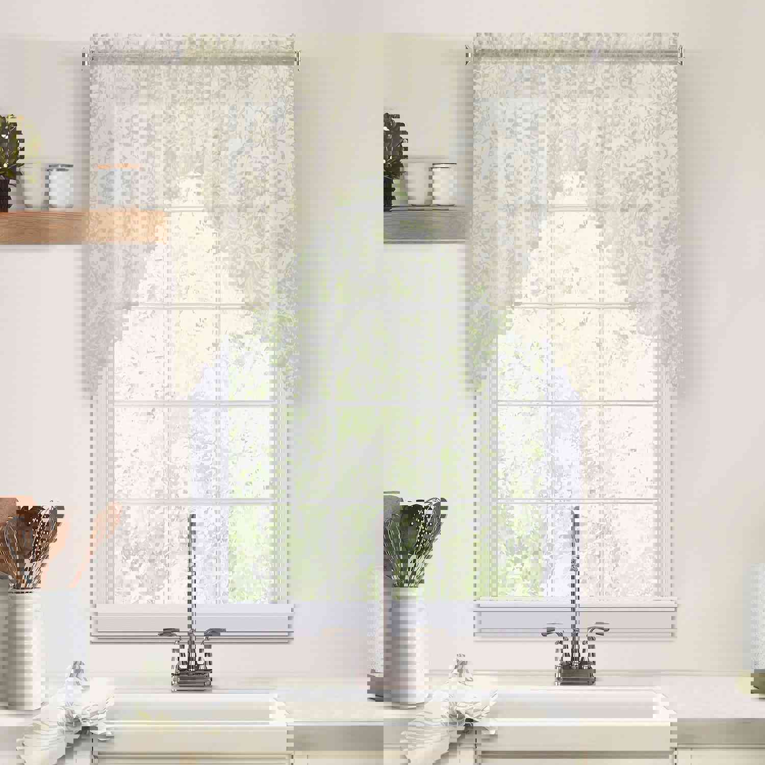 CommonWealthLimoges Sheer Rod Pocket Swag Valance Set 72 x 32 Ivory