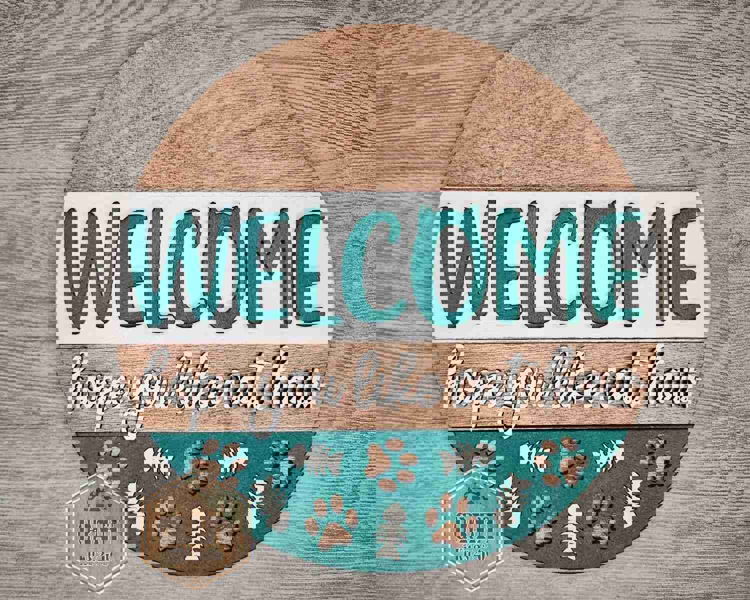 Cat Welcome Sign - Unfinished Wood DIY Craft Kit for Pet Lovers