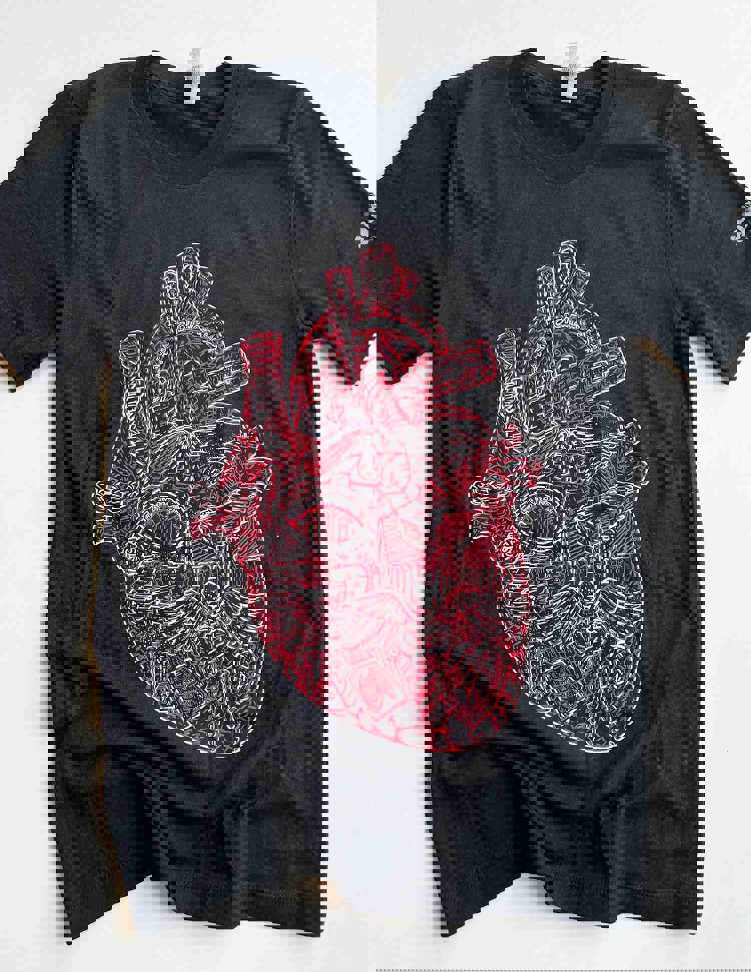 Heart of Healthcare Unisex T-Shirt - Black Heather with Red & White Print