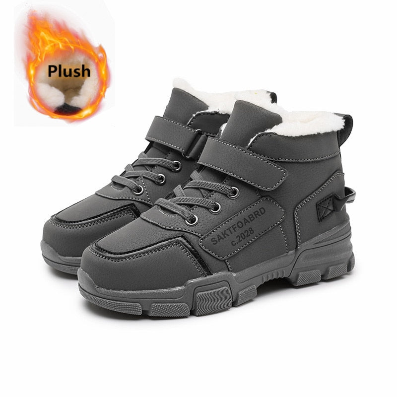 KGFHE Boys Winter Sneakers - Warm Ankle Boots for Kids, Fashion Outdoor Sports Shoes