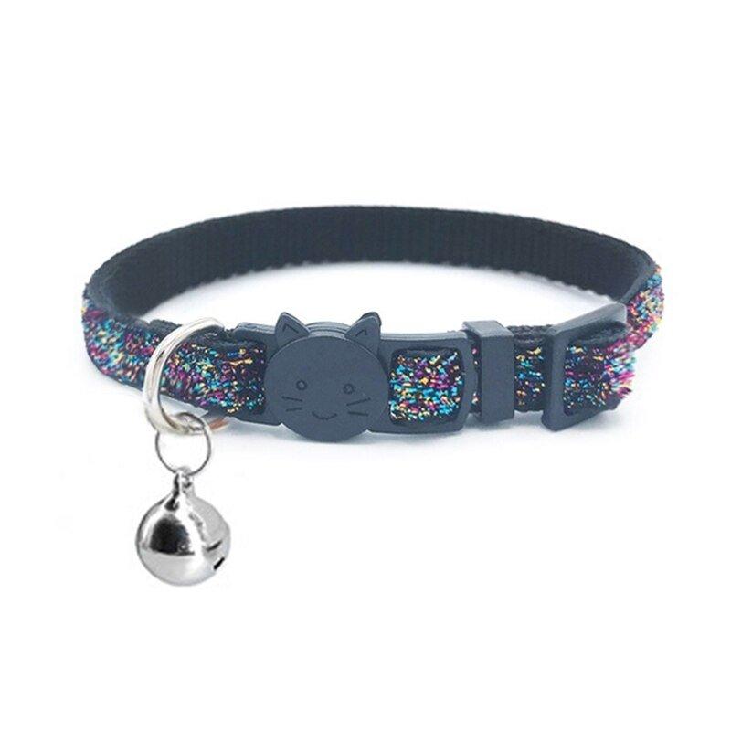 Adjustable Cat Collar with Bell - Solid Color Pet Collar for Cats and Small Dogs