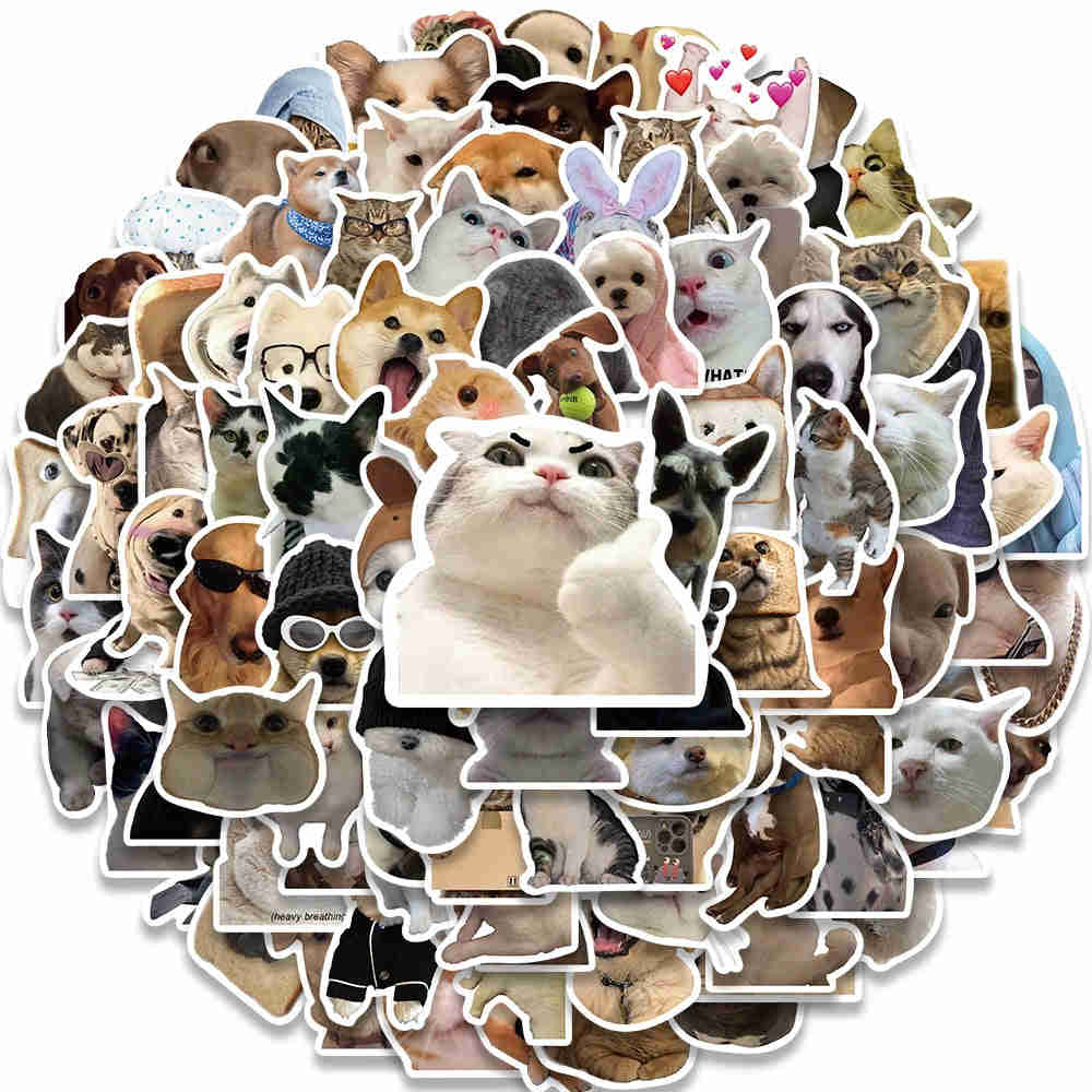 10/30/50/100pcs Cute Dog Cat MEME Funny Animals Stickers Aesthetic Decals for Notebook, Laptop, and Kids