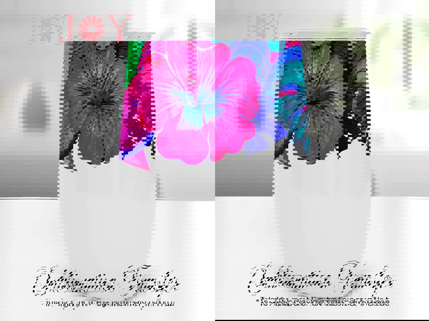 Tropical Flowers Printed Wine Tumbler Wrap Sublimation Design