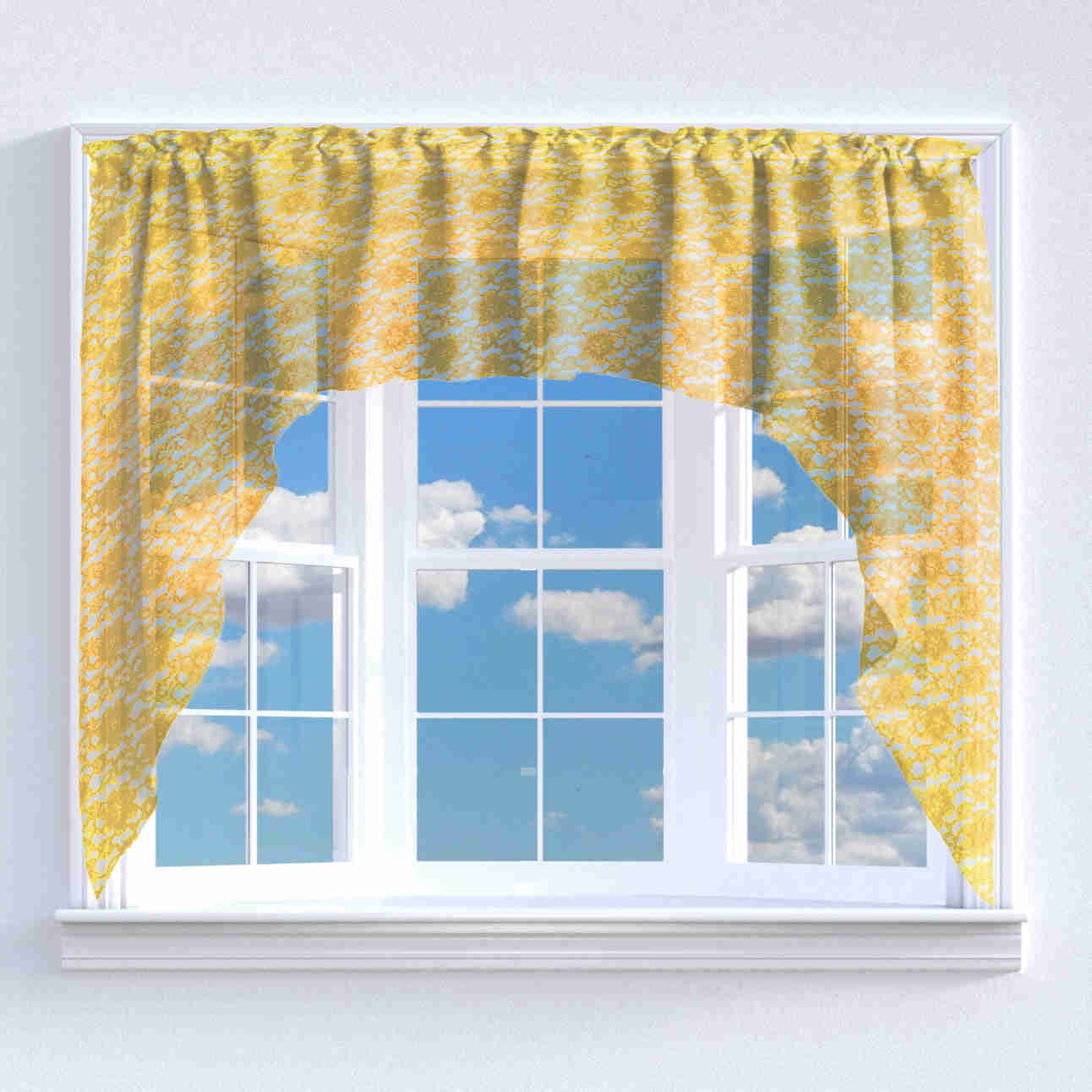 Floral Lace Swag Window Valance - 72" Wide / 36" Tall