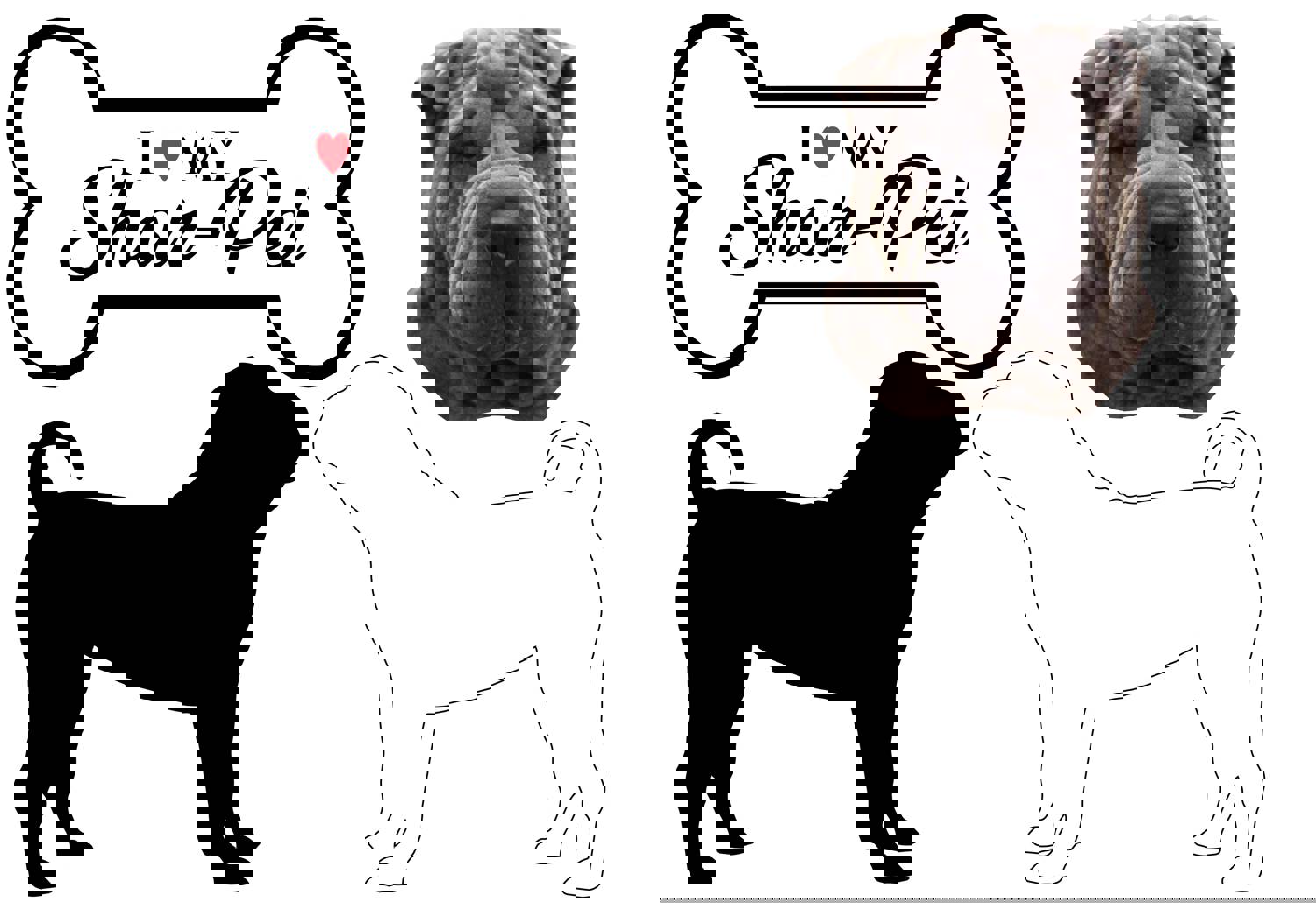 Shar-Pei - Dog Breed Decals (Set of 16) - Custom Sizes Available