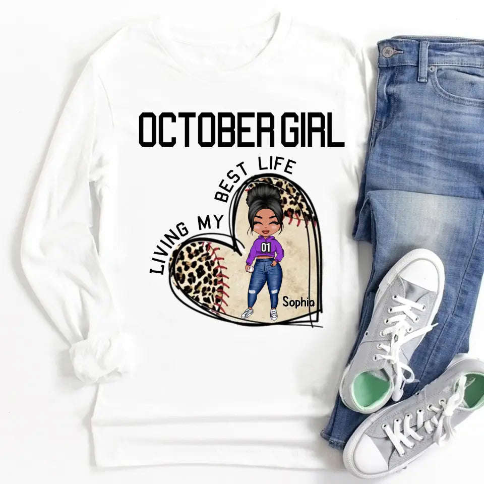 October Birthday Shirt for Queens - Custom Baseball Lover Tee