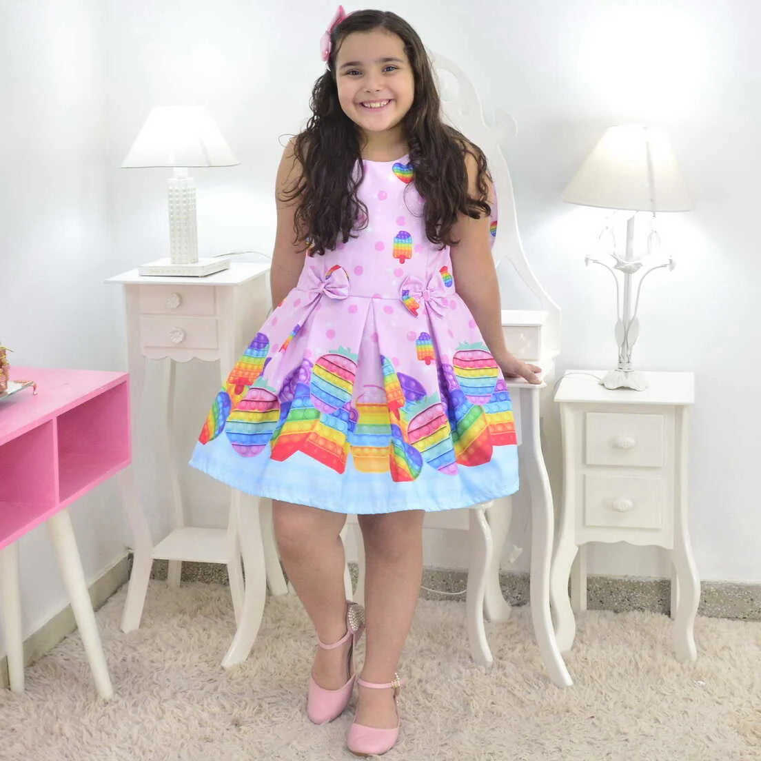 Pop It Fidget Toy Dress for Girls - Birthday Party Costume