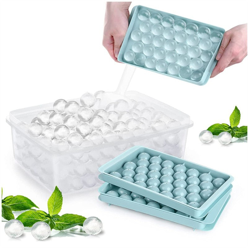 BPA-Free Silicone Ice Ball Maker with Removable Lids - Ice Cube Tray for Kitchen