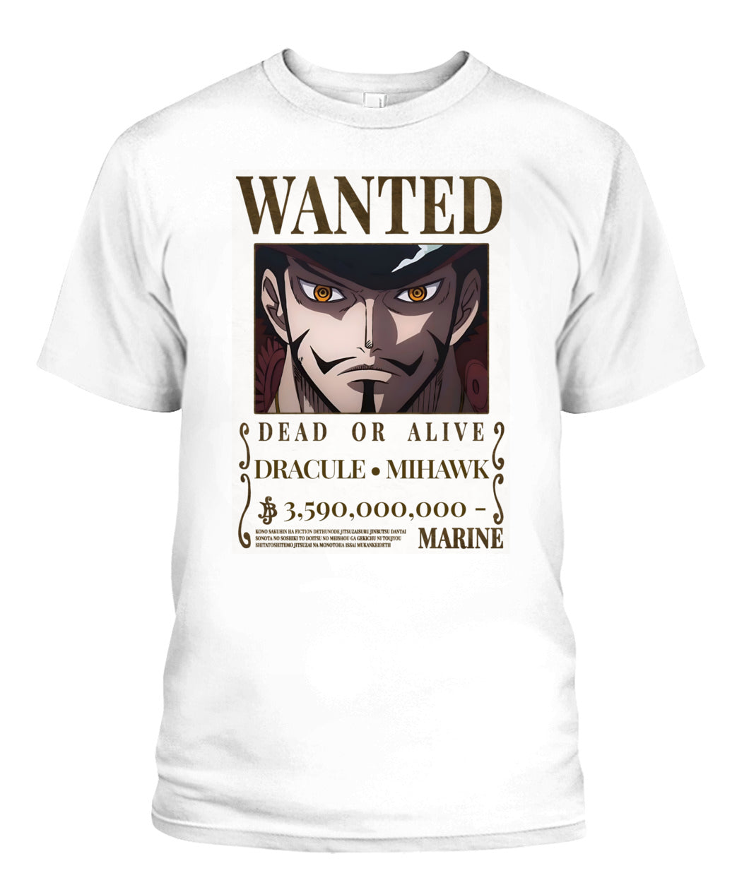 Mihawk Wanted Custom Graphic Unisex Cotton T-Shirt