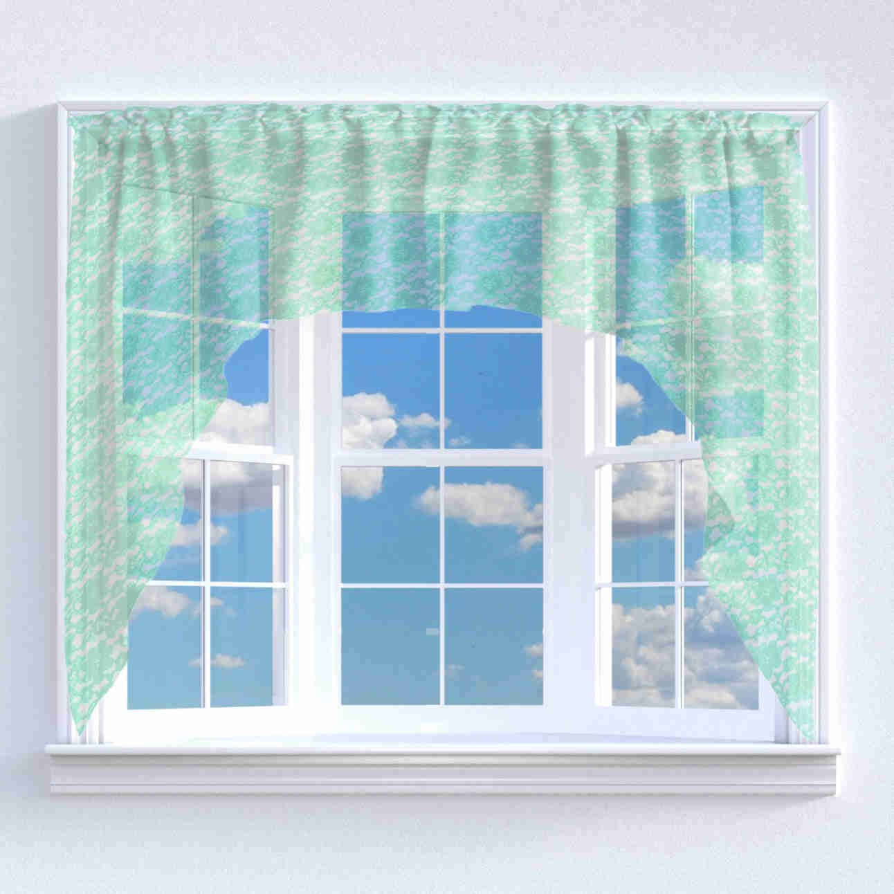 Floral Lace Swag Window Valance - 72" Wide / 36" Tall