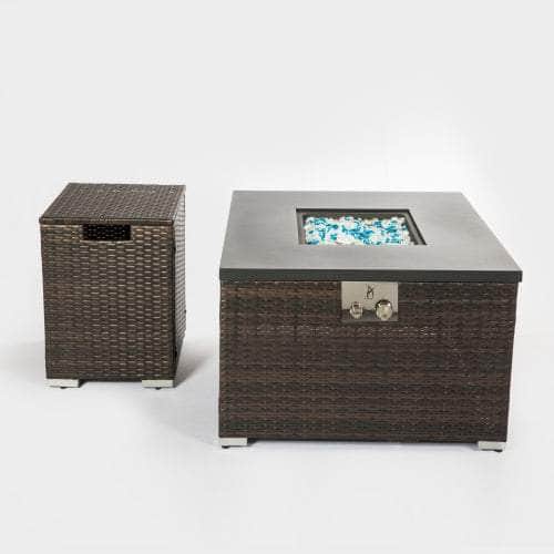 32in Outdoor Rectangle Propane Fire Pit Table with Tank Cover