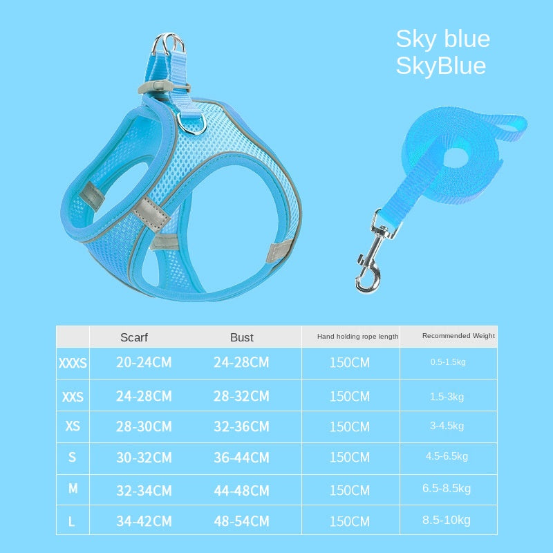 Breathable Reflective Pet Vest Leash for Cats and Dogs