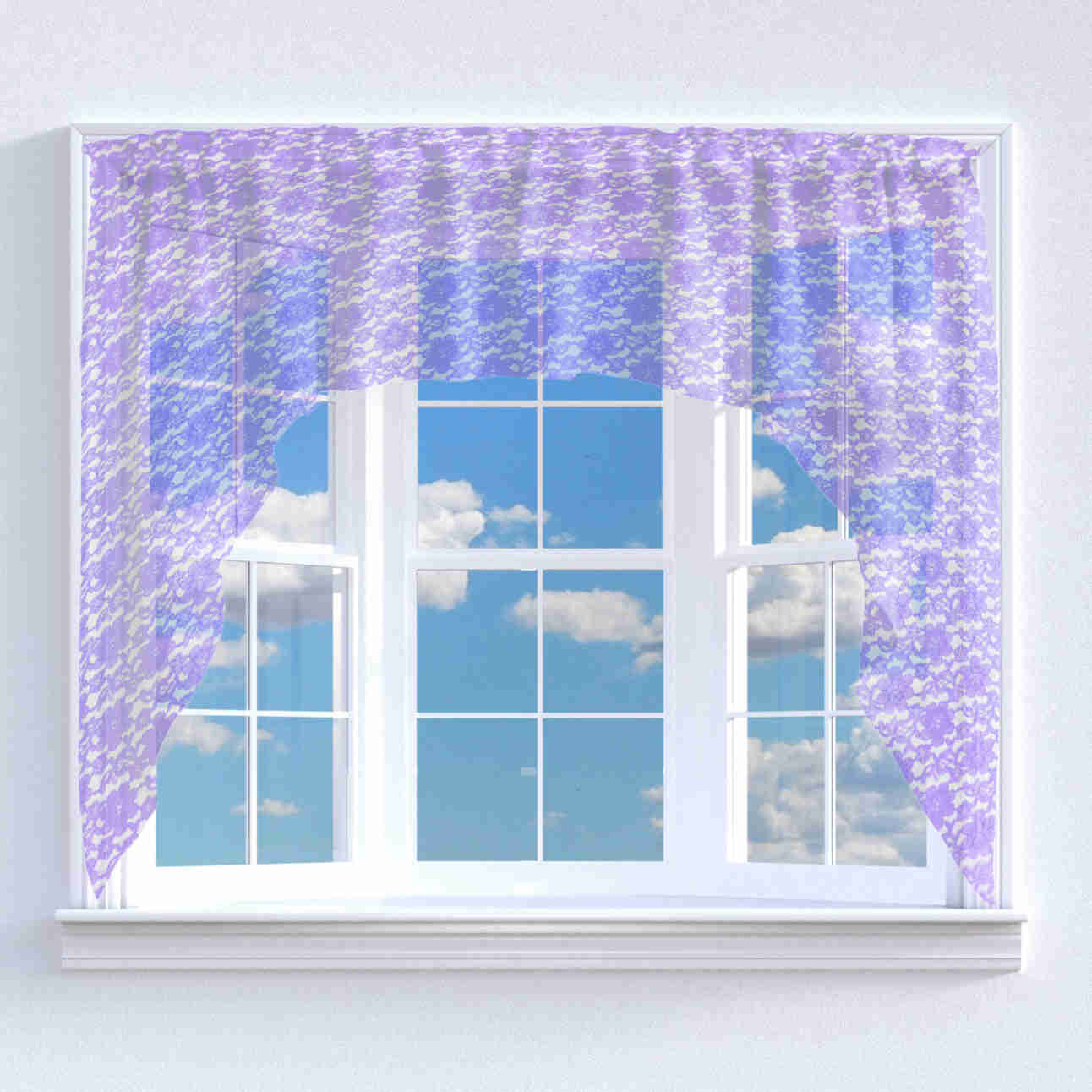 Floral Lace Swag Window Valance - 72" Wide / 36" Tall