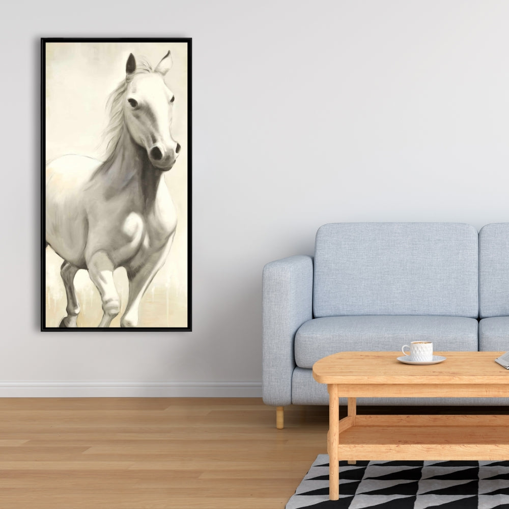 Gallant White Horse Fine Art Gallery Wrapped Canvas 16x48