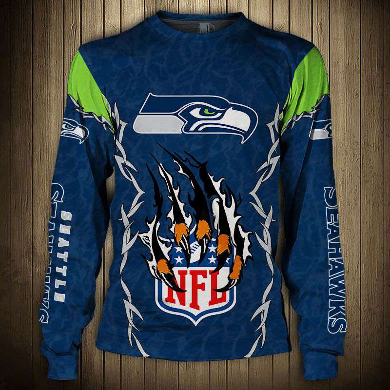 Seattle Seahawks Sweatshirts with Bold Claw Graphic