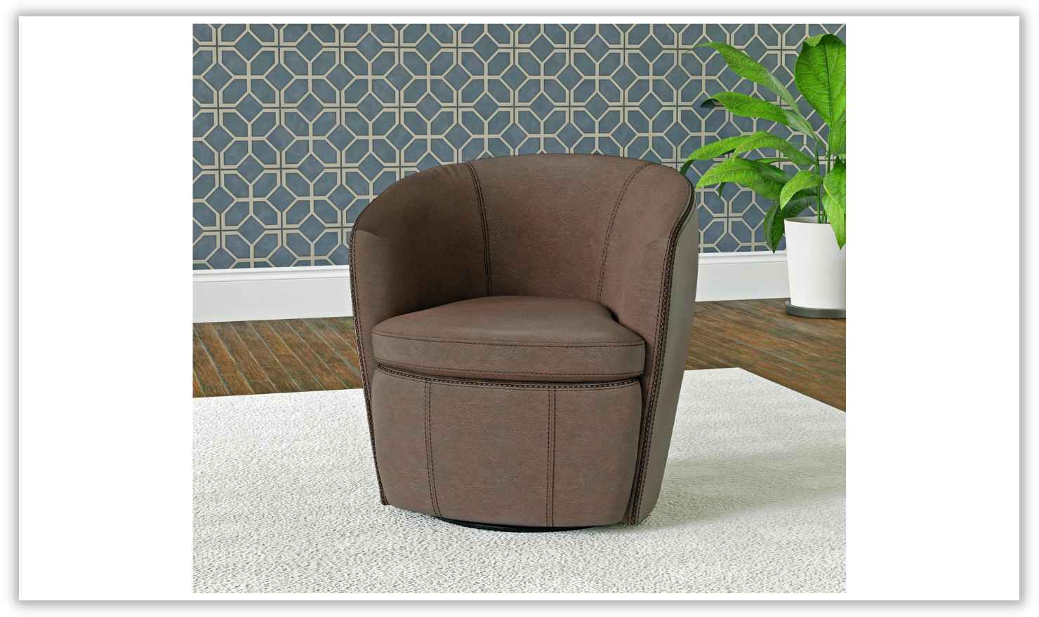 Barolo Leather Swivel Club Chair by Jennifer Furniture