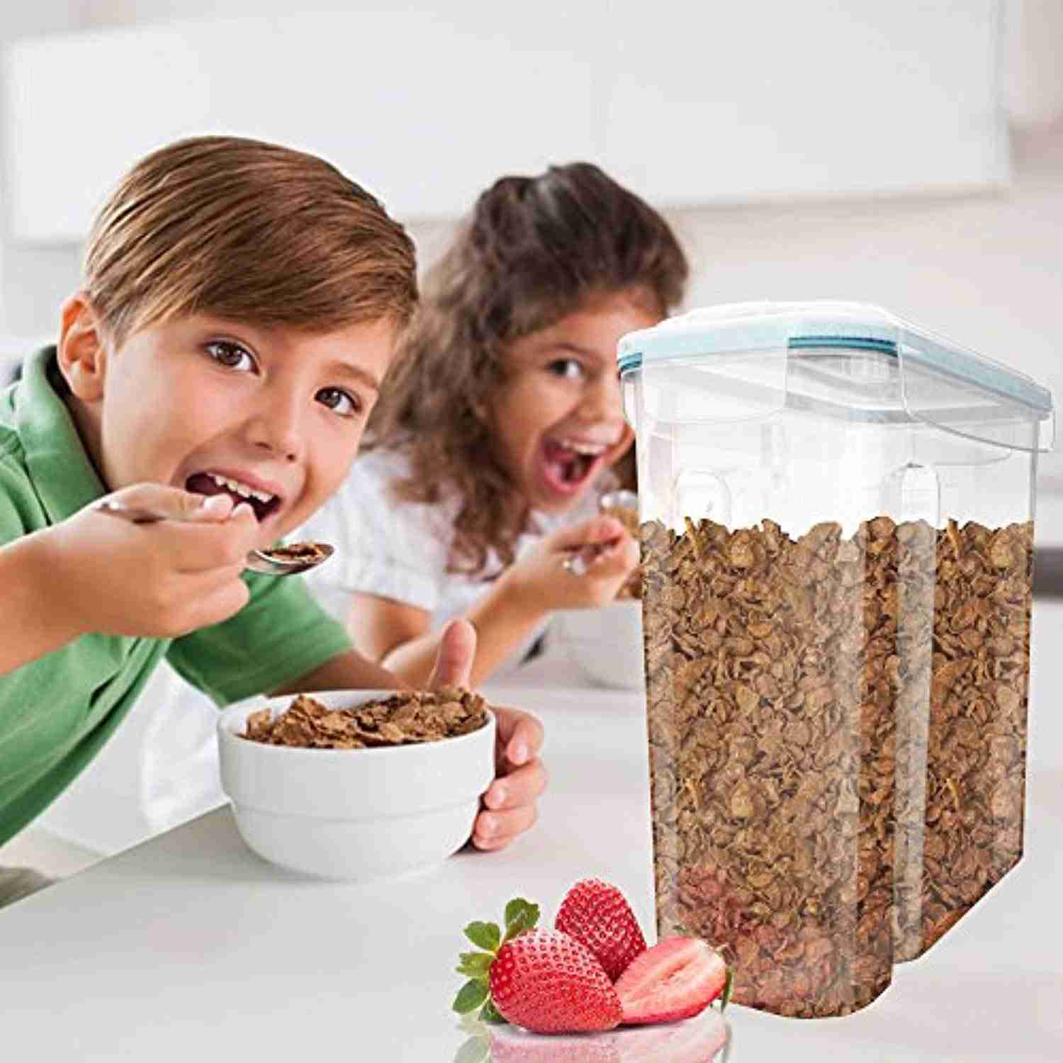 Set of 4 Airtight Cereal & Dry Food Storage Containers with Chalkboard Labels (16.9 Cup/135.2oz)