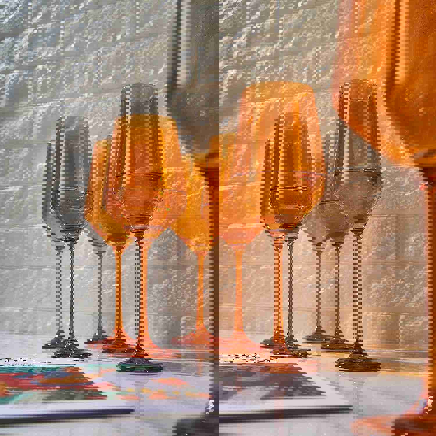 Colored Wine Glass Set - 12 oz Glasses (Set of 6), Italian Style Tall Stemmed for White & Red Wine, Water, Margarita