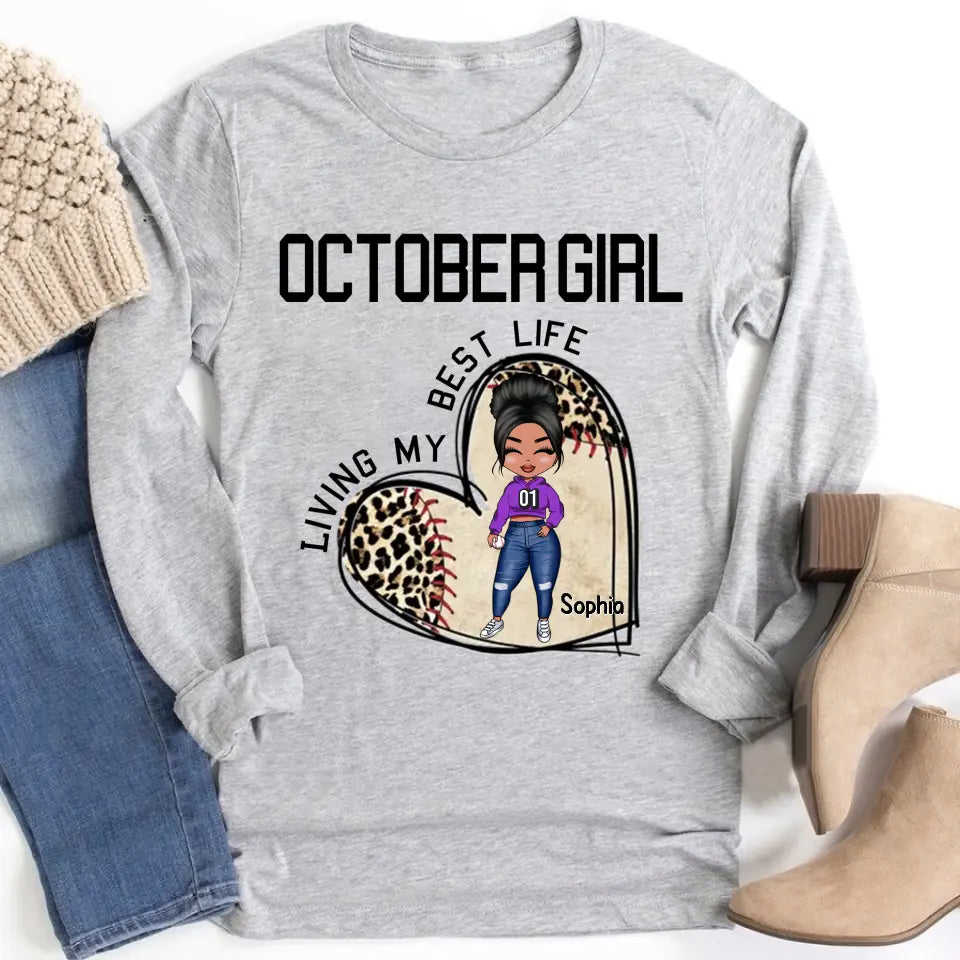 October Birthday Shirt for Queens - Custom Baseball Lover Tee