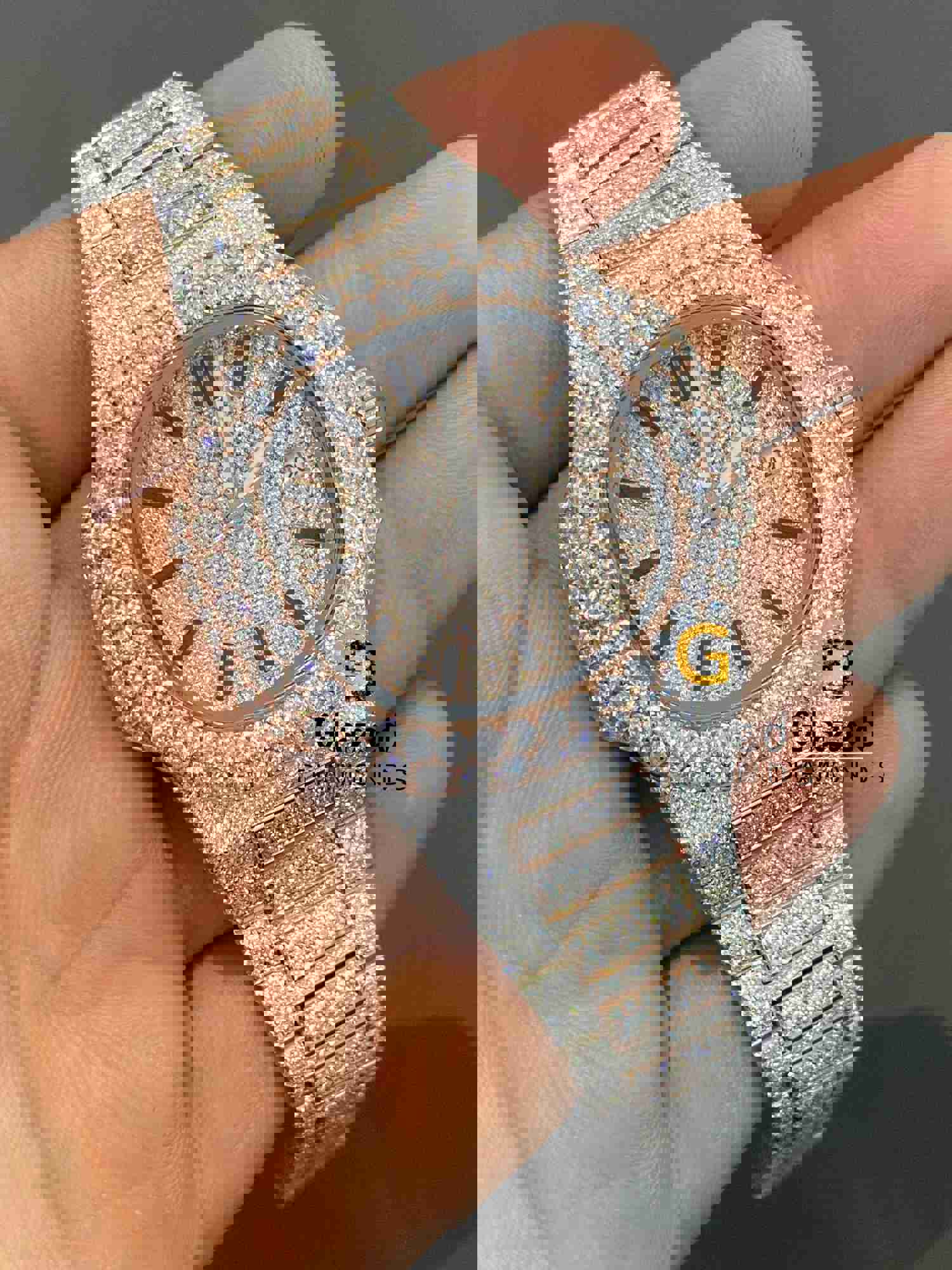 Two Tone Rose Luxury Moissanite Diamond Rapper Watch