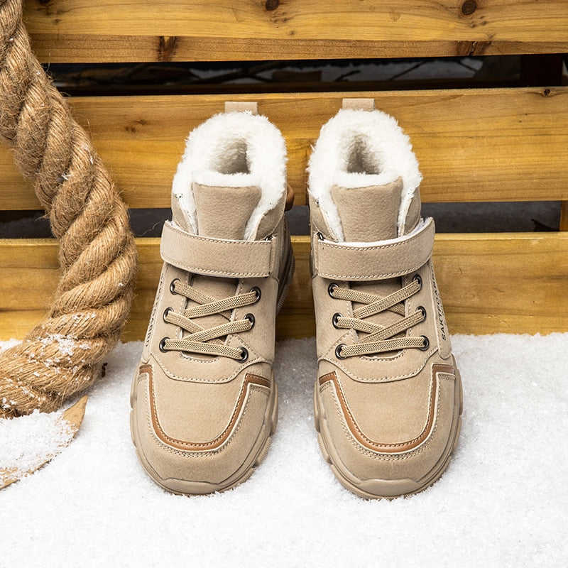 KGFHE Boys Winter Sneakers - Warm Ankle Boots for Kids, Fashion Outdoor Sports Shoes