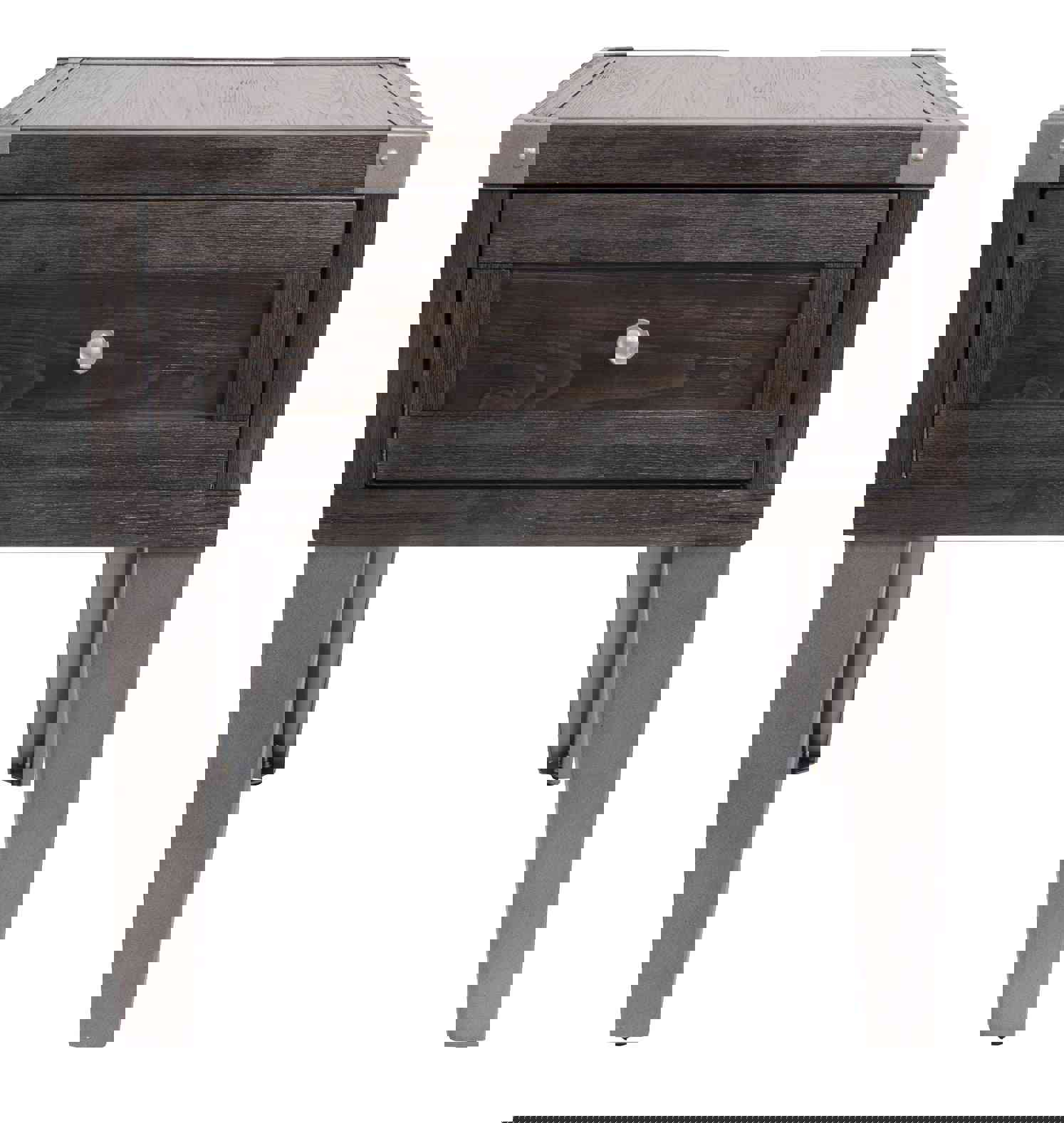Todoe Rectangular End Table - Rustic-Industrial Style with USB Charging