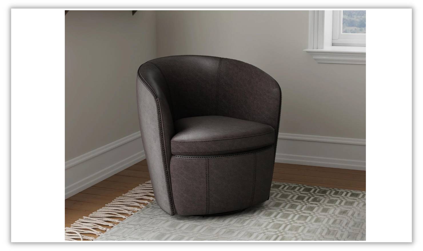 Barolo Leather Swivel Club Chair by Jennifer Furniture
