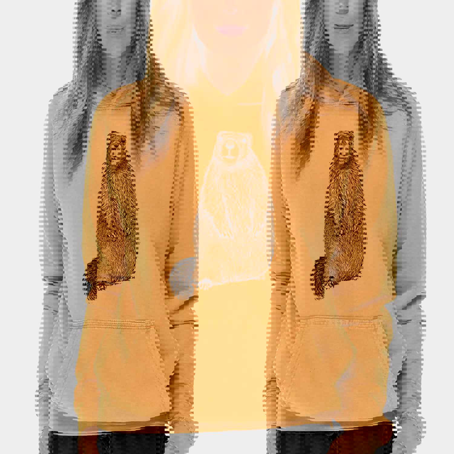 Yellow-bellied Marmot - Marmota flaviventris - Mid-Weight Unisex Vintage 100% Cotton Hoodie