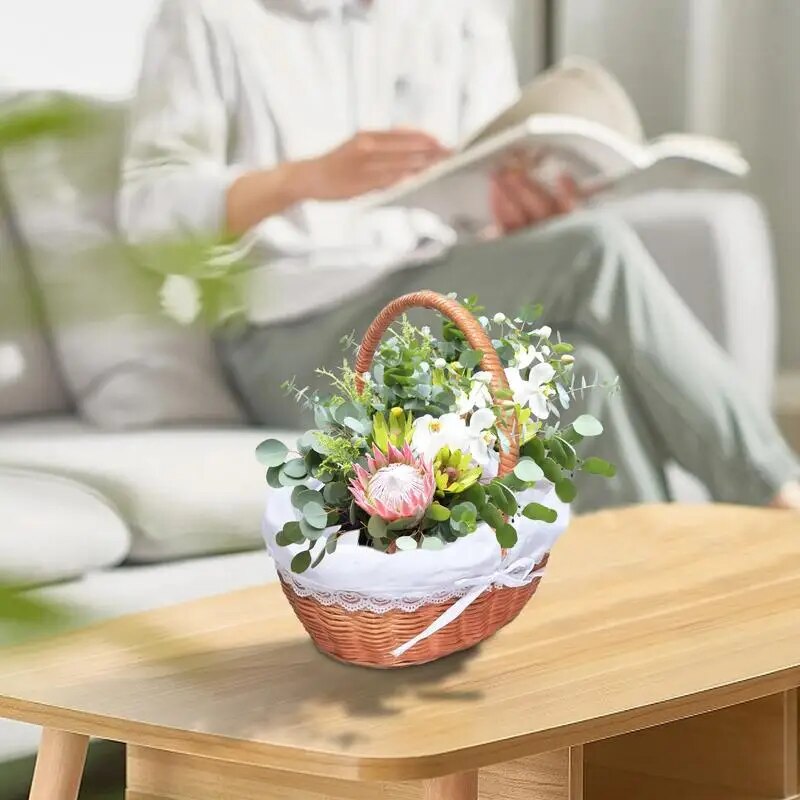Eco-Friendly Wicker Basket for Picnic, Garden, and Storage