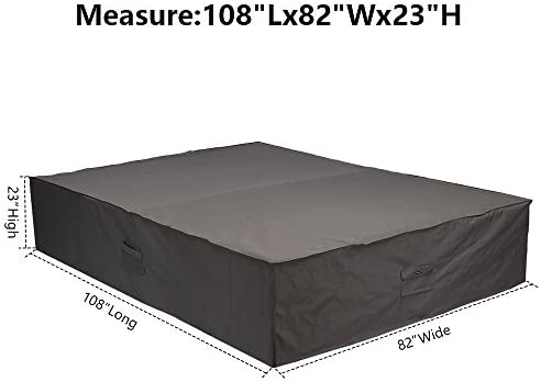 FLYMEI 144 Inches Waterproof Patio Furniture Cover with Buckle Straps, Grey
