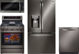 LG Side-by-Side Refrigerator & Electric Range Suite with ThinQ Technology