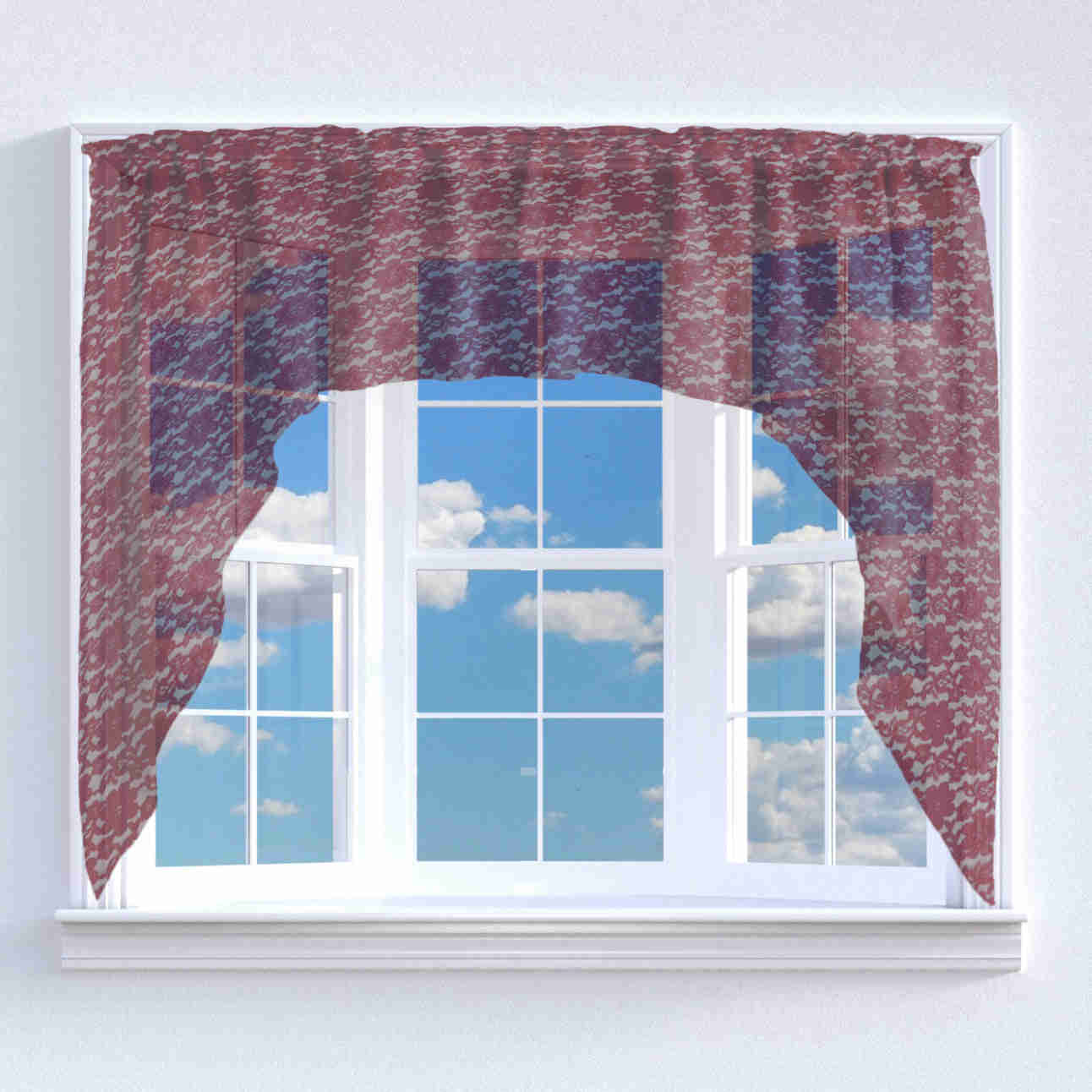 Floral Lace Swag Window Valance - 72" Wide / 36" Tall