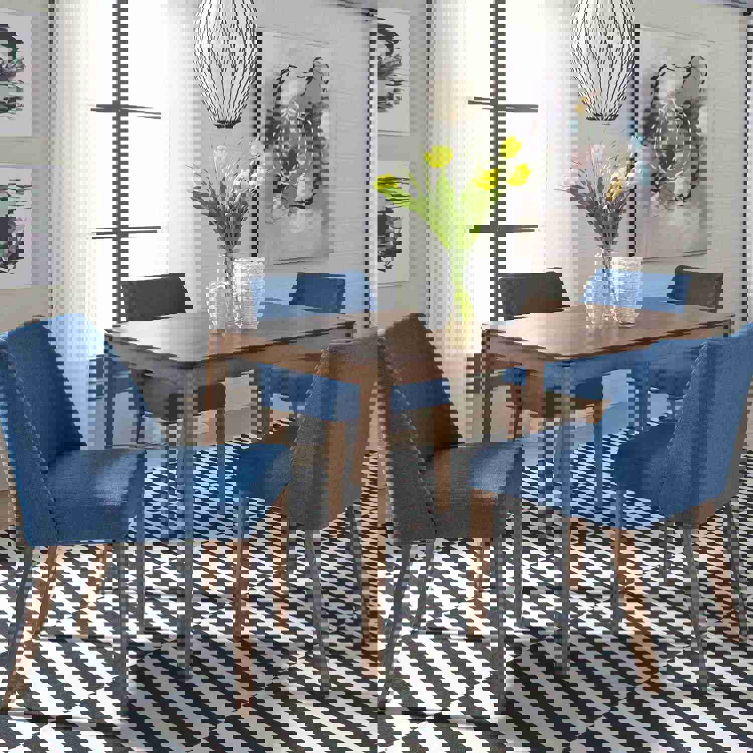 Space Savers - 5 Piece Rectangular Table Set - Dark Brown