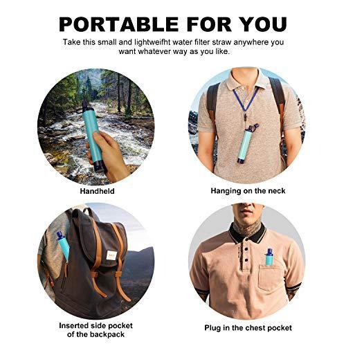 Membrane Solutions Straw Water Filter - Portable Survival Filtration for Outdoor Activities