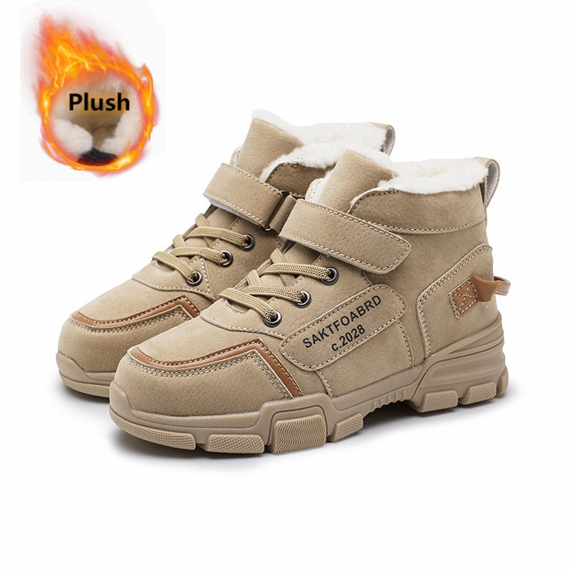 KGFHE Boys Winter Sneakers - Warm Ankle Boots for Kids, Fashion Outdoor Sports Shoes