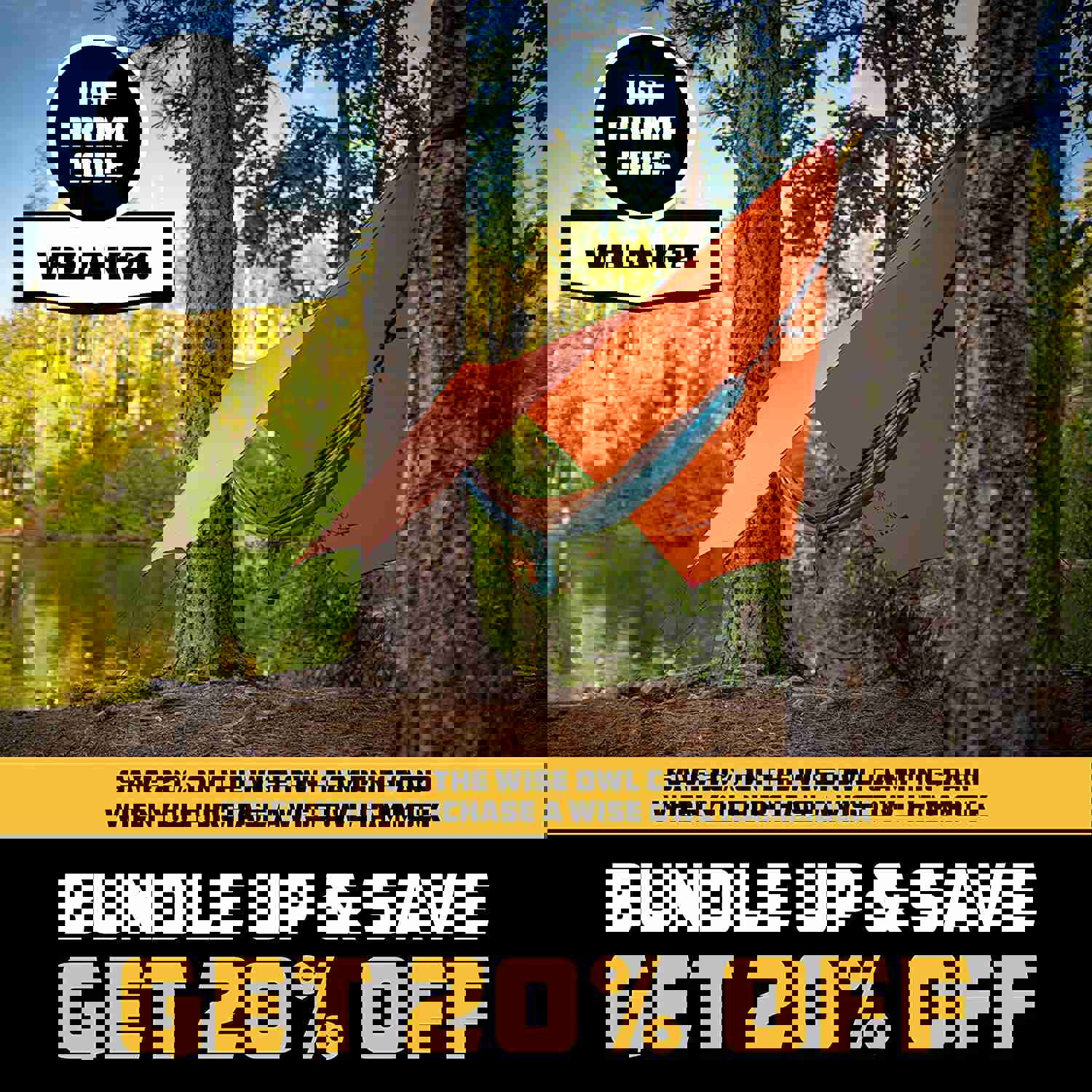 Wise Owl Outfitters Double Camping Hammock - Lightweight & Portable for Outdoor Adventures
