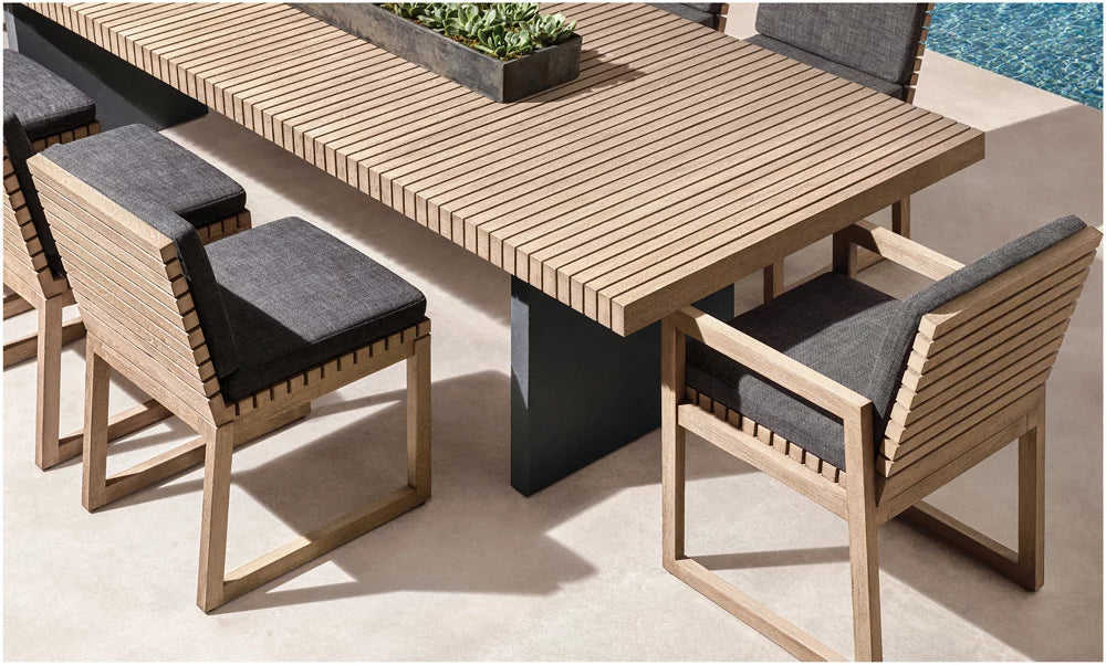 RH Caicos Rectangular Dining Table - Solid Teak/Aluminum, Customizable Sizes