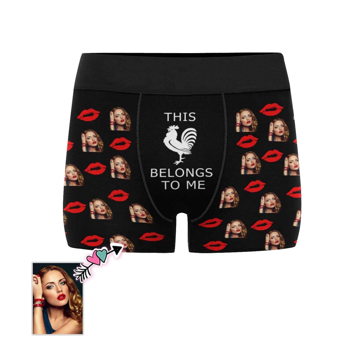 Custom Face Lip Cock Mens Boxer Briefs - Personalized Photo Underwear for Valentines Day Gift